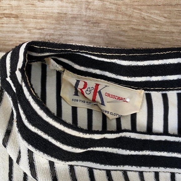 Vintage Black White Shear Stripe Dress - Picture 4 of 9